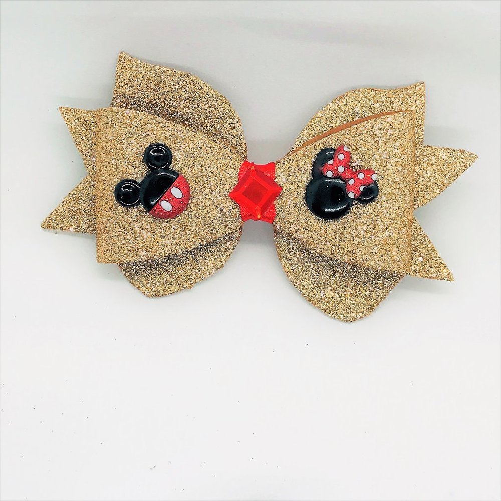 Minnie & Mickey Glitter Hair Bow 2pcs